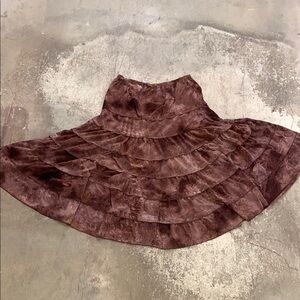 Vintage raindrops burned velvet Brown Tiered Women's Skirt fairy grunge